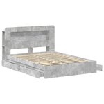 vidaXL Cadre de lit avec rangement avec tiroir Gris béton 150 x 200 cm