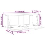 vidaXL Meuble TV mural Gris béton 78 5 x 31 x 30 cm Bois d'ingénierie