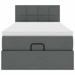 vidaXL Lit ottoman avec matelas et LED gris foncé 90x200 cm tissu