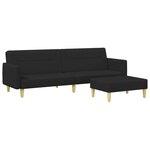 vidaXL Canapé-lit à 2 places avec repose-pied noir tissu