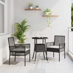 vidaXL Ensemble de salle à manger pour jardin 3 Pièces Noir Poly rotin