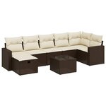 vidaXL Salon de jardin 8 Pièces avec coussins marron résine tressée