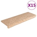 vidaXL Tapis d'escalier 15 pièces 65 x 21 x 4 cm Bordure rectangulaire dorée