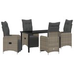vidaXL Set de salle à manger de jardin de 5 pièces avec coussins gris en rattan poly
