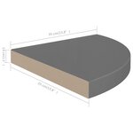 vidaXL Étagère d'angle flottante gris brillant 35x35x3 8 cm MDF