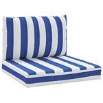 vidaXL Coussins de palette lot de 2 rayures bleues/blanches