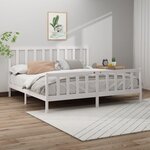 vidaXL Cadre de lit sans matelas blanc 200x200 cm bois massif de pin