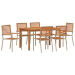 vidaXL Set de salle à manger de jardin 7 pièces Beige Poly Rattan Acacia