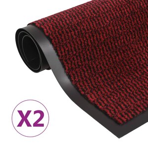 vidaXL Paillassons rectangulaires 2 Pièces 90 x 150 cm Rouge