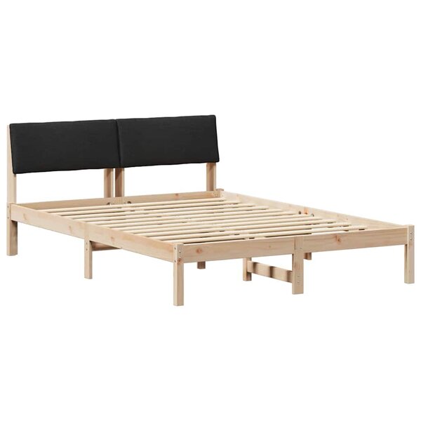 vidaXL Cadre de lit Marron et noir 140 x 200 cm Bois massif en pin