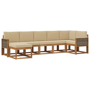 vidaXL Ensemble de canapés d'extérieur 7 pc Naturel et Beige Polyester