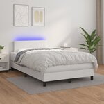 vidaXL Sommier à lattes de lit matelas LED blanc 120x190 cm similicuir