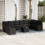 Ensemble de Canapé de Jardin de 11 Pièces avec Coussins Beige en Rotin Synthétique
