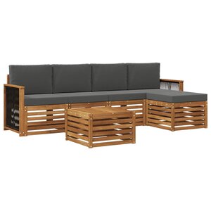 vidaXL Ensemble de canapés d'extérieur 6 pc Naturel et Anthracite