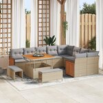 Ensemble de canapé de jardin de 12 pièces avec coussins beige en rotin synthétique
