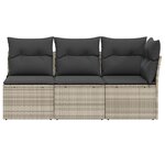 vidaXL Canapé de jardin et coussins 3 places gris clair résine tressée