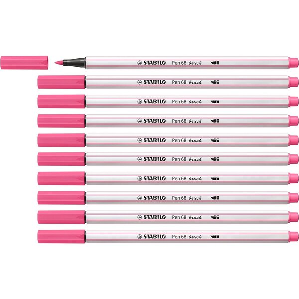 Feutre pinceau Pen 68 brush  rose x 10 STABILO