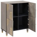 vidaXL Buffet Gris et or 60 x 33 x 75 cm Bois de manguier massif