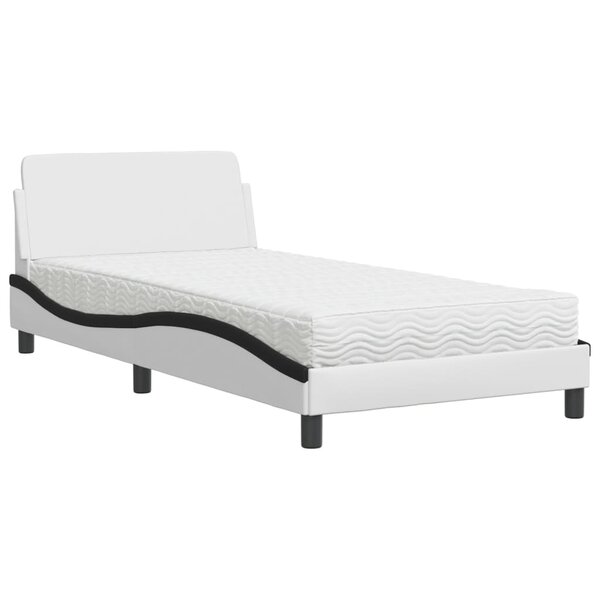 vidaXL Lit avec matelas Dover blanc et noir 100x200 cm similicuir