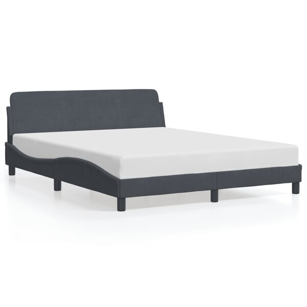 vidaXL Cadre de lit Dover gris foncé 152x203 cm velours
