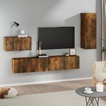 vidaXL Ensemble de meubles TV 4 Pièces Chêne fumé Bois d'ingénierie