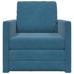 vidaXL Canapé-lit avec coussin Bleu 74 x 77 x 81 cm Velours