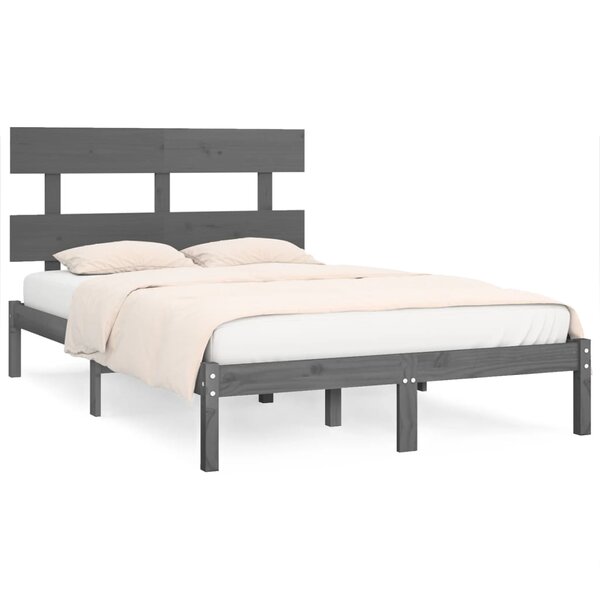 vidaXL Cadre de lit sans matelas gris 200x200 cm bois massif