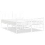 vidaXL Cadre de lit métal sans matelas et pied de lit blanc 135x190 cm