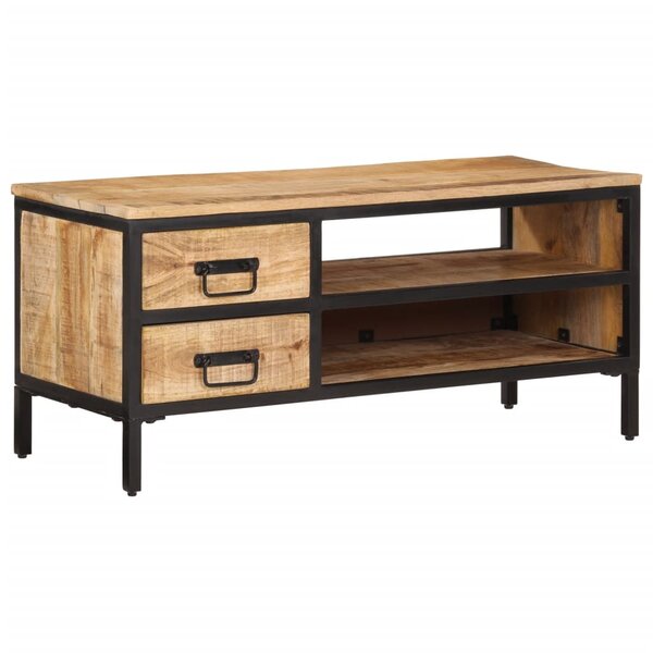 vidaXL Meuble TV 90x35x40 cm bois massif de manguier brut
