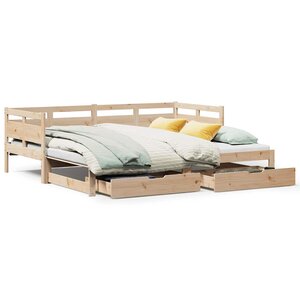 vidaXL Lit de jour avec gigogne et tiroirs sans matelas 80x200 cm