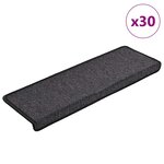 vidaXL Tapis d'escalier 30 pièces 65 x 21 x 4 cm Anthracite Bord rectangulaire