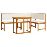 Ensemble de Jardin Bistro 3 Pièces avec Coussins en Bois d'Acacia