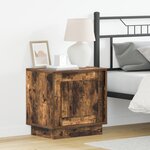 vidaXL Table de chevet avec lumières LED Chêne fumé 44x34 5x45 cm