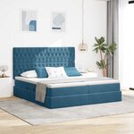 vidaXL Lit de Rangement avec matelas Bleu foncé 200 x 200 cm Velours