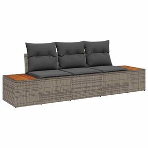 vidaXL Ensemble de canapé de jardin 3 Pièces Gris Poly rotin