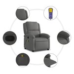 vidaXL Fauteuil de massage inclinable gris cuir véritable