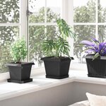 vidaXL Pot de Fleurs Carré 6 Pièces Noir 20 x 20 x 16 cm Plastique