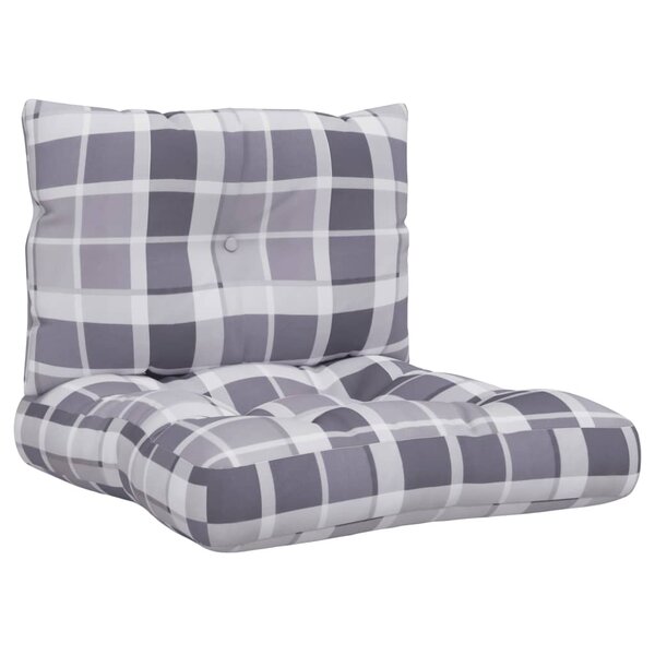 vidaXL Coussins de palette lot de 2 motif à carreaux gris tissu