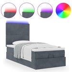 vidaXL Cadre de lit ottoman avec matelas gris foncé 90x190 cm velours