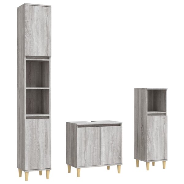 vidaXL Ensemble de meubles de salle de bain 3 Pièces Sonoma gris