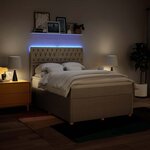 vidaXL Sommier à lattes de lit avec matelas Crème 160x200 cm Tissu
