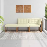 vidaXL 3 pc Unités de sofa sectionnel d'extérieur Bois d'Acacia Massif
