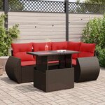 vidaXL Salon de jardin avec coussins 5Pièces marron résine tressée acacia
