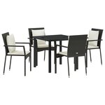 vidaXL Ensemble de dîner jardin 5 pièces avec coussins - Poly Rattan noir