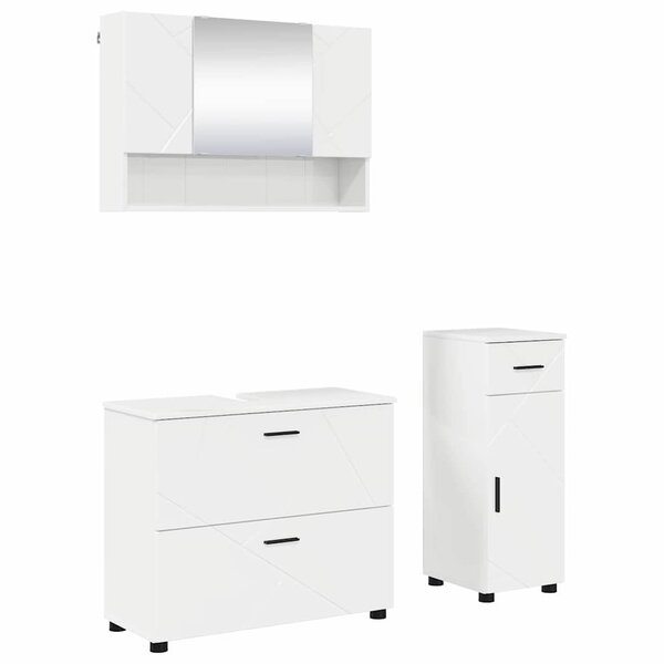 vidaXL Ensemble de mobilier de salle de bain 3 Pièces Blanc brillant