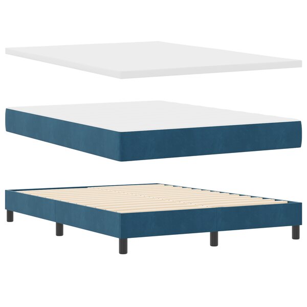 Lit à ressort vidaXL avec matelas bleu foncé 140x190 cm en velours