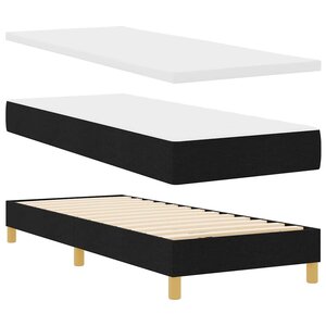 vidaXL Lit à Ressorts avec Matelas Crème 90x200 cm Tissu Noir