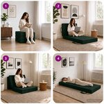 vidaXL Canapé-lit pliable 90 x 63 x 45 cm Vert foncé
