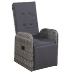 vidaXL Ensemble de Salle à Manger de Jardin de 7 Pièces avec Coussins Gris Poly Rattan Acacia