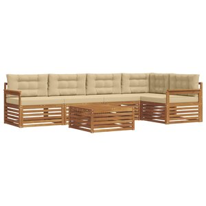 vidaXL Ensemble de canapés d'extérieur 6 pc Naturel et Beige